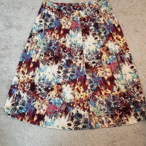 Jones Studio Skirts 3x Jones Studio Dress Barn Maxi Skirt Brown Red Blue Cream Multicolor Poshmark